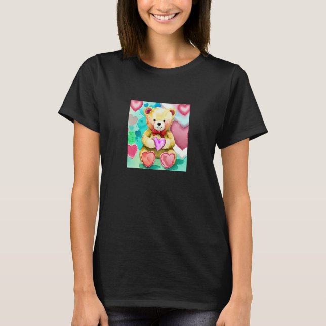 Valentine's Day Love Heart Bear Teddy Girlfriend F T Shirt (Framsida)