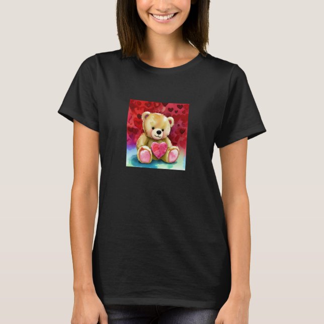 Valentine's Day Love Heart Bear Teddy Girlfriend F T Shirt (Framsida)