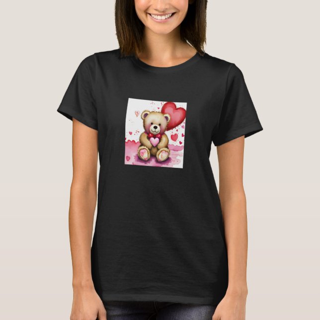 Valentine's Day Love Heart Bear Teddy Girlfriend F T Shirt (Framsida)