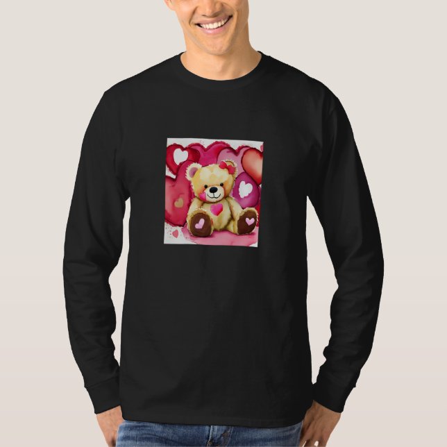 Valentine's Day Love Heart Bear Teddy Girlfriend F T Shirt (Framsida)