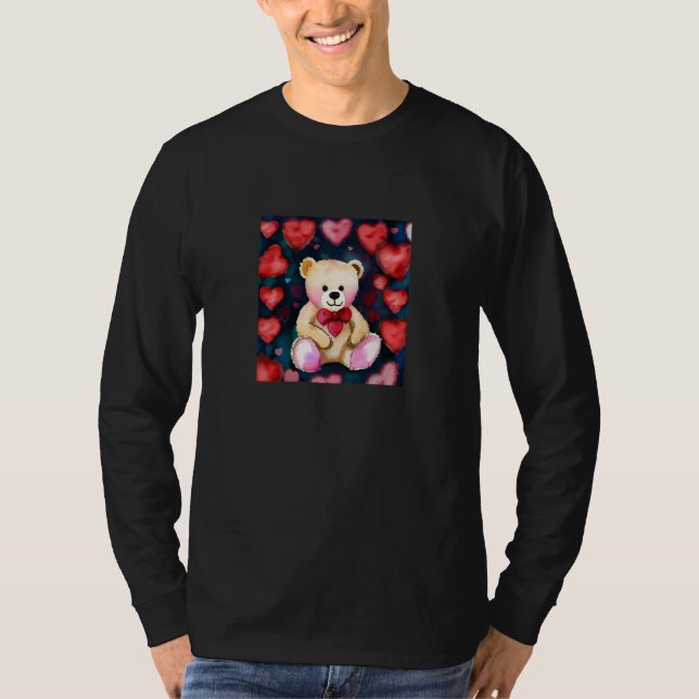 Valentine's Day Love Heart Bear Teddy Girlfriend F T Shirt (Framsida)