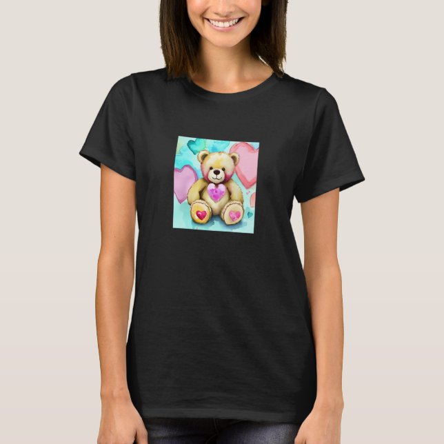 Valentine's Day Love Heart Bear Teddy Girlfriend F T Shirt (Framsida)