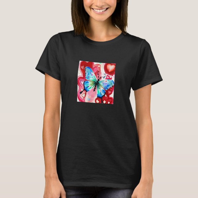 Valentine's Day Love Heart Butterfly Girlfriend Fi T Shirt (Framsida)