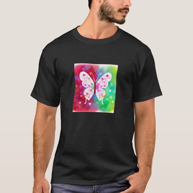 Valentine's Day Love Heart Butterfly Girlfriend Fi T Shirt (Framsida)