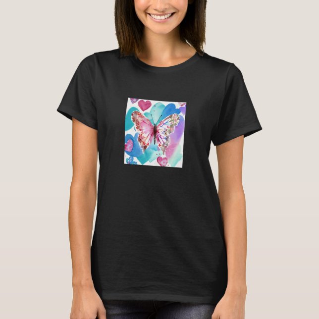Valentine's Day Love Heart Butterfly Girlfriend Fi T Shirt (Framsida)