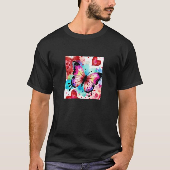 Valentine's Day Love Heart Butterfly Girlfriend Fi T Shirt (Framsida)