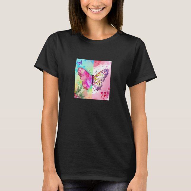 Valentine's Day Love Heart Butterfly Girlfriend Fi T Shirt (Framsida)