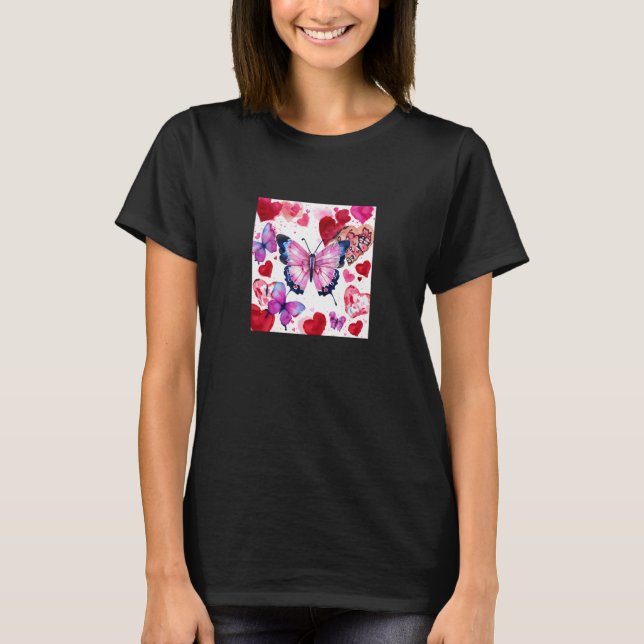 Valentine's Day Love Heart Butterfly Girlfriend Fi T Shirt (Framsida)