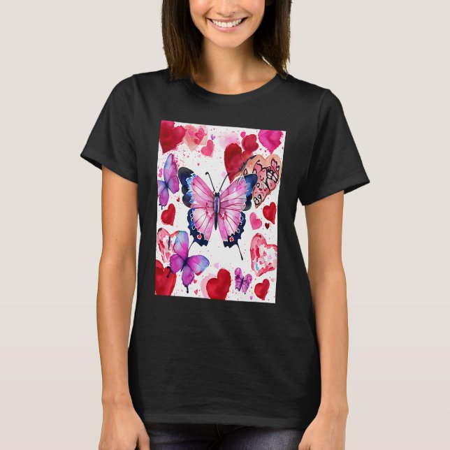 Valentine's Day Love Heart Butterfly Girlfriend Fi T Shirt (Framsida)