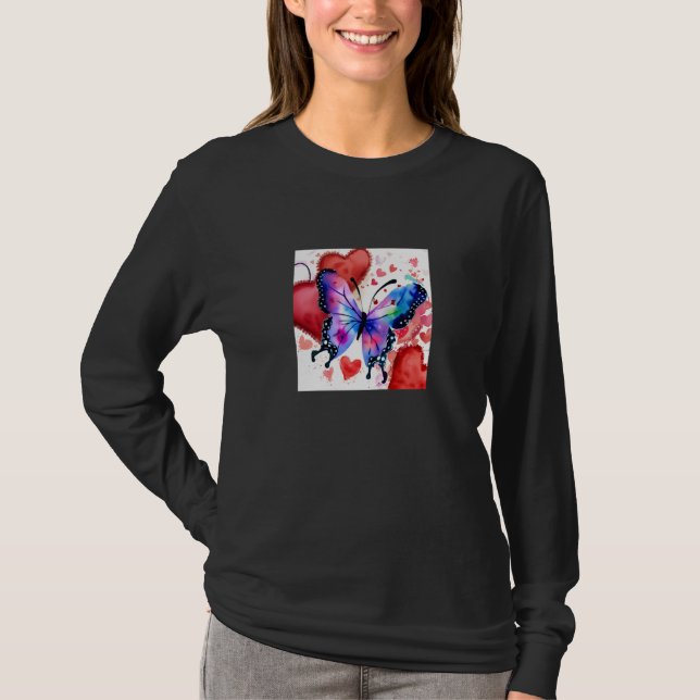 Valentine's Day Love Heart Butterfly Girlfriend Fi T Shirt (Framsida)