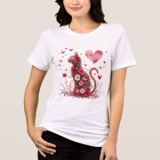 Valentine's Day Love Heart Cat Lover T Shirt