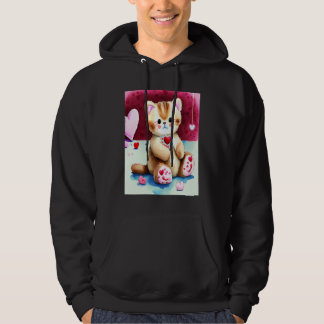 Valentine's Day Love Heart Cat Teddy Girlfriend Fi Hoodie