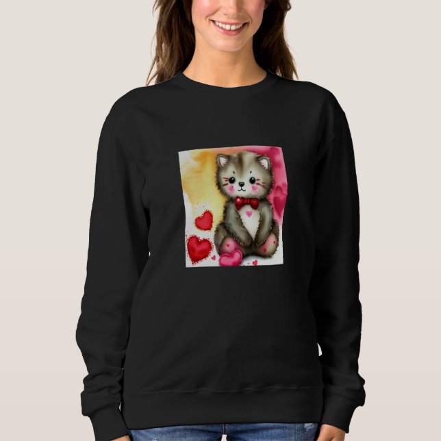 Valentine's Day Love Heart Cat Teddy Girlfriend Fi T Shirt (Framsida)