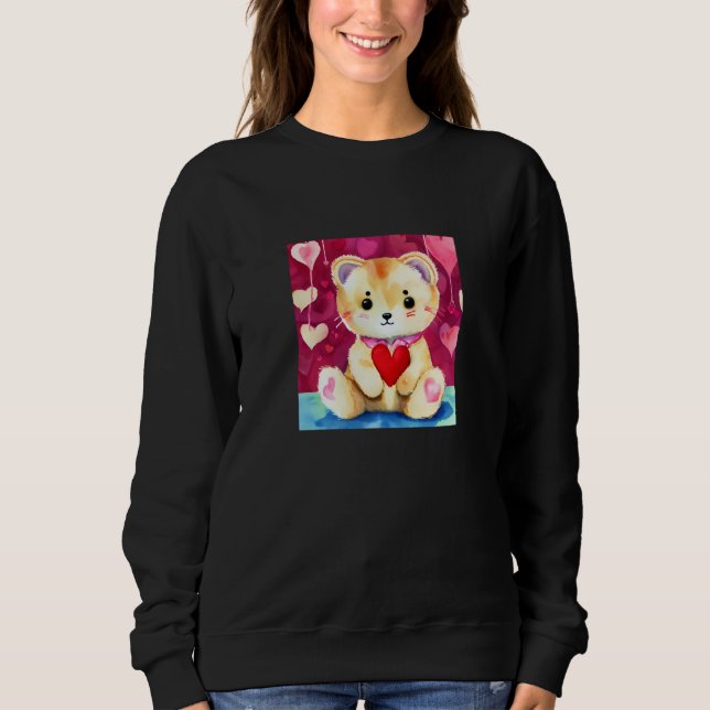 Valentine's Day Love Heart Cat Teddy Girlfriend Fi T Shirt (Framsida)