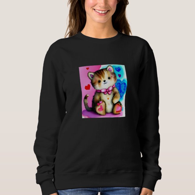 Valentine's Day Love Heart Cat Teddy Girlfriend Fi T Shirt (Framsida)