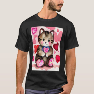 Valentine's Day Love Heart Cat Teddy Girlfriend Fi T Shirt