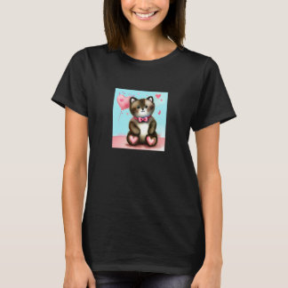 Valentine's Day Love Heart Cat Teddy Girlfriend Fi T Shirt