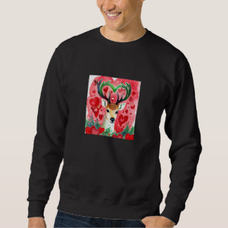 Valentine's Day Love Heart Cute Deer Girlfriend Fi Lång Ärmad Tröja