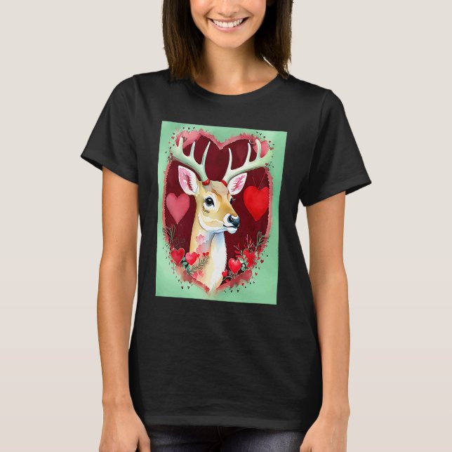 Valentine's Day Love Heart Cute Deer Girlfriend Fi T Shirt (Framsida)
