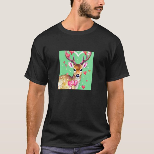 Valentine's Day Love Heart Cute Deer Girlfriend Fi T Shirt (Framsida)