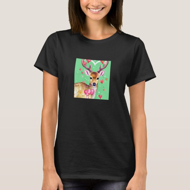 Valentine's Day Love Heart Cute Deer Girlfriend Fi T Shirt (Framsida)