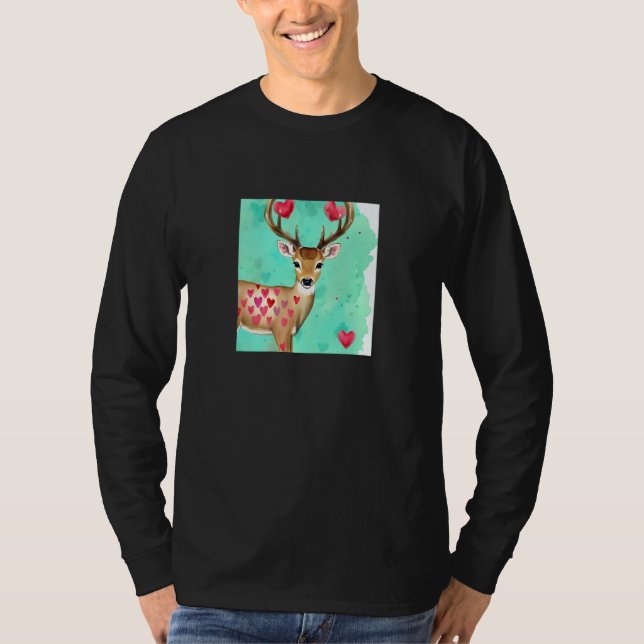 Valentine's Day Love Heart Cute Deer Girlfriend Fi T Shirt (Framsida)