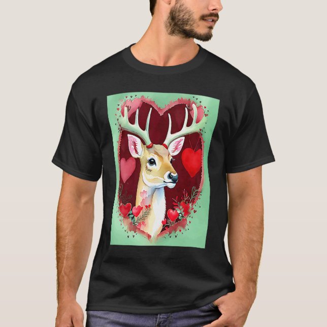 Valentine's Day Love Heart Cute Deer Girlfriend Fi T Shirt (Framsida)
