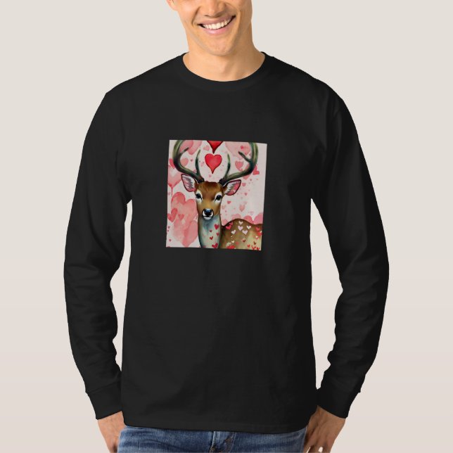 Valentine's Day Love Heart Cute Deer Girlfriend Fi T Shirt (Framsida)