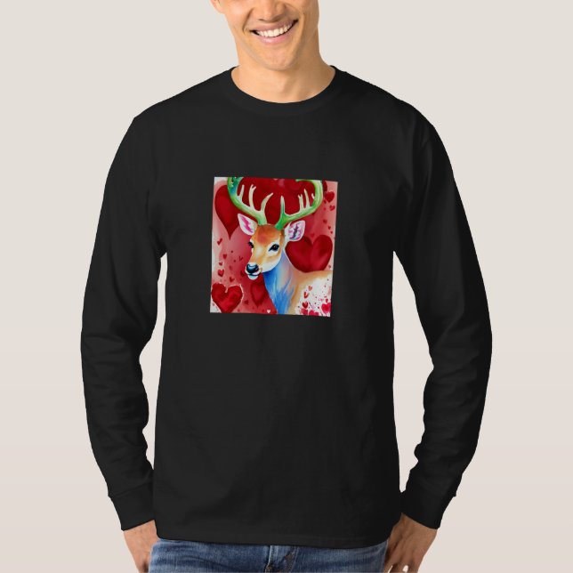 Valentine's Day Love Heart Cute Deer Girlfriend Fi T Shirt (Framsida)