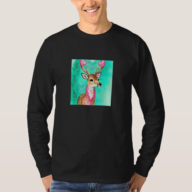 Valentine's Day Love Heart Cute Deer Girlfriend Fi T Shirt (Framsida)