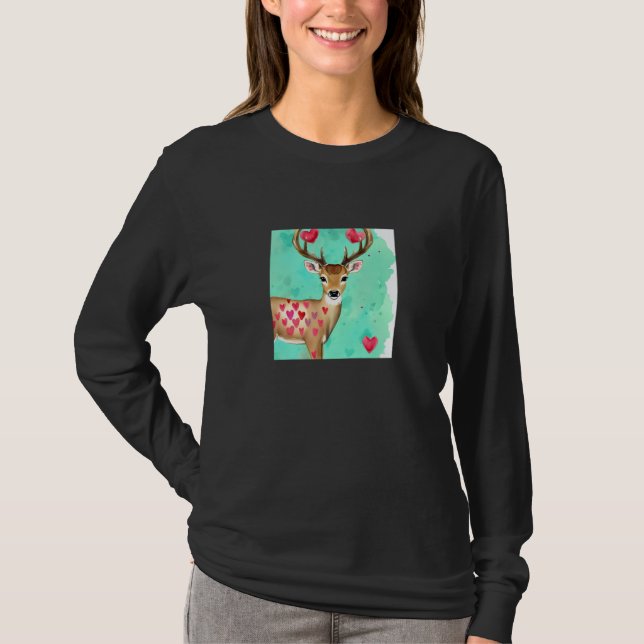 Valentine's Day Love Heart Cute Deer Girlfriend Fi T Shirt (Framsida)