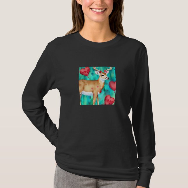 Valentine's Day Love Heart Cute Deer Girlfriend Fi T Shirt (Framsida)