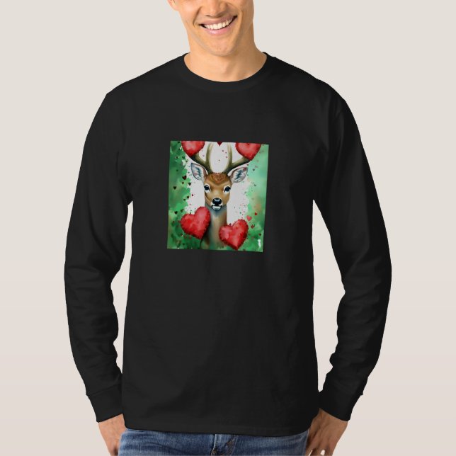 Valentine's Day Love Heart Cute Deer Girlfriend Fi T Shirt (Framsida)