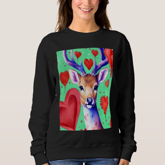 Valentine's Day Love Heart Cute Deer Girlfriend Fi T Shirt (Framsida)