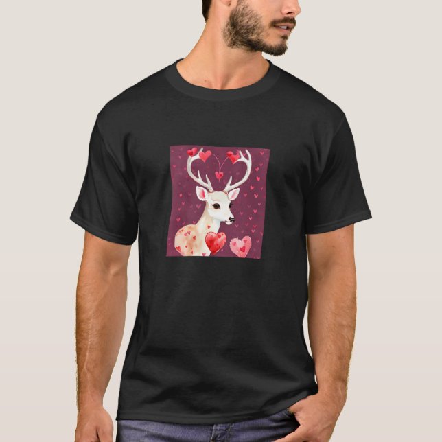 Valentine's Day Love Heart Cute Deer Girlfriend Fi T Shirt (Framsida)
