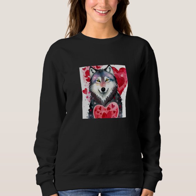 Valentine's Day Love Heart Cute Wolf Girlfriend Fi T Shirt (Framsida)