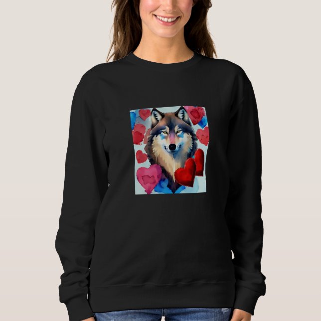 Valentine's Day Love Heart Cute Wolf Girlfriend Fi T Shirt (Framsida)