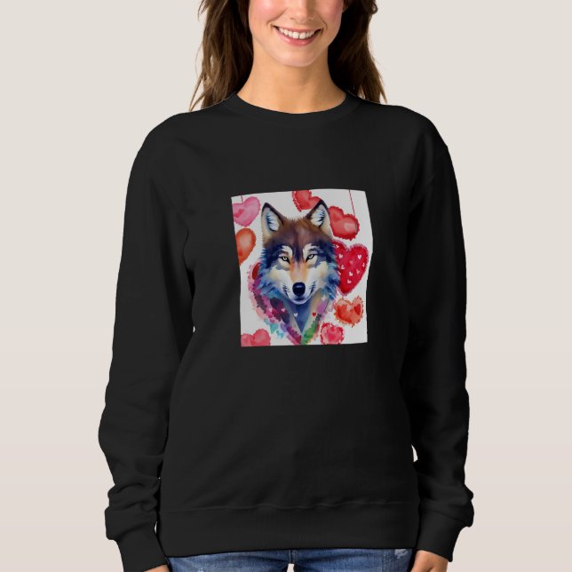 Valentine's Day Love Heart Cute Wolf Girlfriend Fi T Shirt (Framsida)