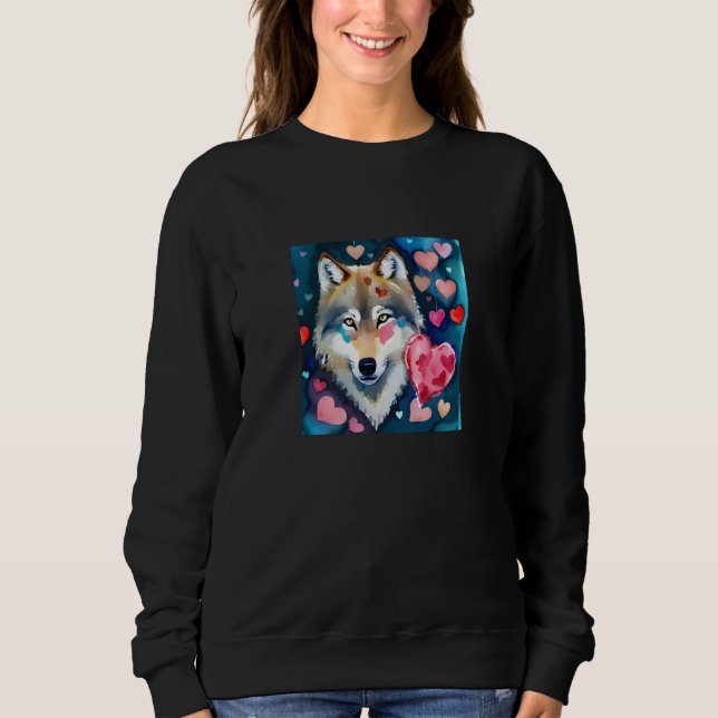Valentine's Day Love Heart Cute Wolf Girlfriend Fi T Shirt (Framsida)