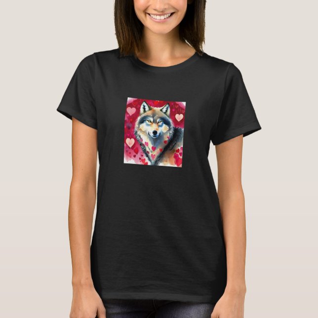 Valentine's Day Love Heart Cute Wolf Girlfriend Fi T Shirt (Framsida)