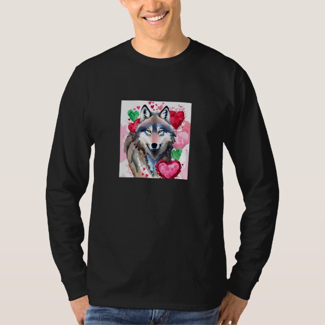 Valentine's Day Love Heart Cute Wolf Girlfriend Fi T Shirt (Framsida)