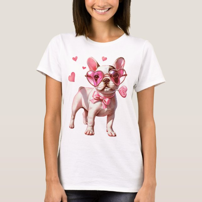 Valentine's Day Love Heart Dog T Shirt (Framsida)