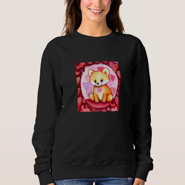 Valentine's Day Love Heart Fox Teddy Girlfriend Fi T Shirt (Framsida)