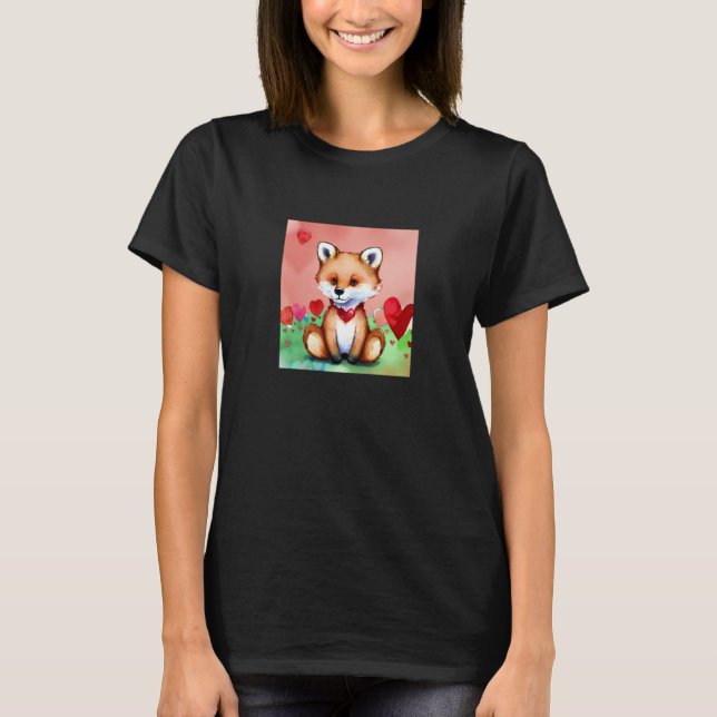 Valentine's Day Love Heart Fox Teddy Girlfriend Fi T Shirt (Framsida)
