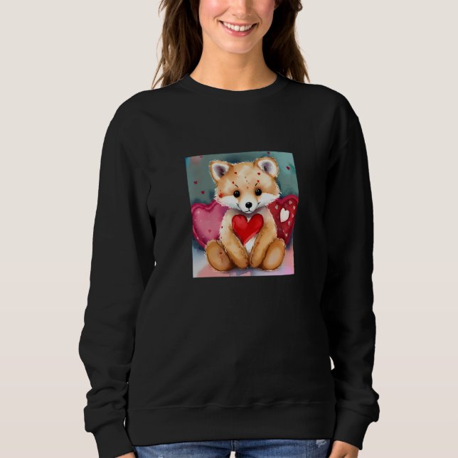Valentine's Day Love Heart Fox Teddy Girlfriend Fi T Shirt (Framsida)