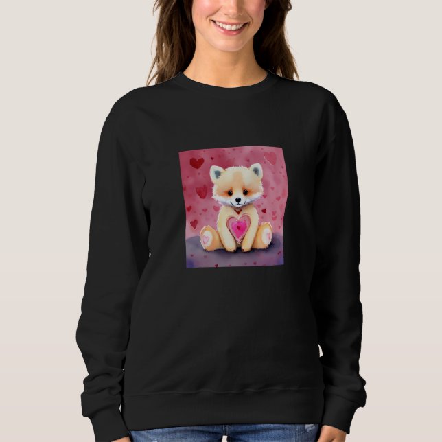 Valentine's Day Love Heart Fox Teddy Girlfriend Fi T Shirt (Framsida)