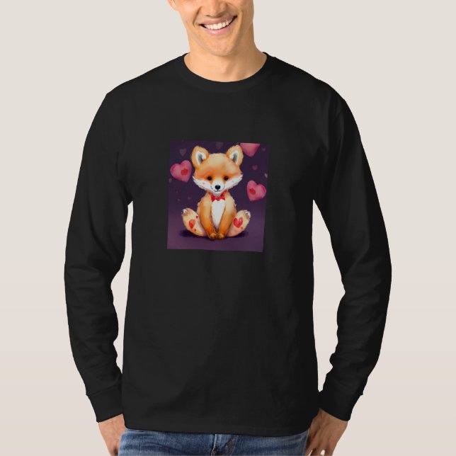Valentine's Day Love Heart Fox Teddy Girlfriend Fi T Shirt (Framsida)