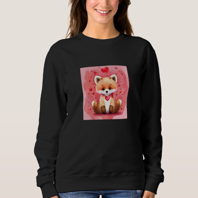 Valentine's Day Love Heart Fox Teddy Girlfriend Fi T Shirt (Framsida)
