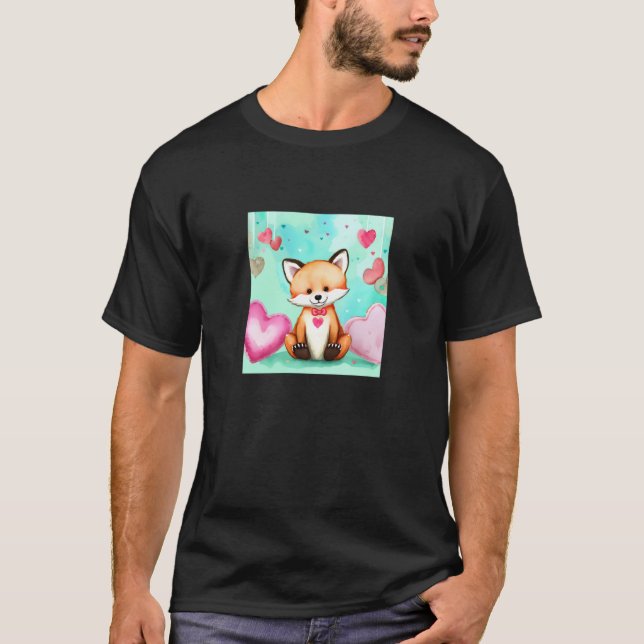 Valentine's Day Love Heart Fox Teddy Girlfriend Fi T Shirt (Framsida)