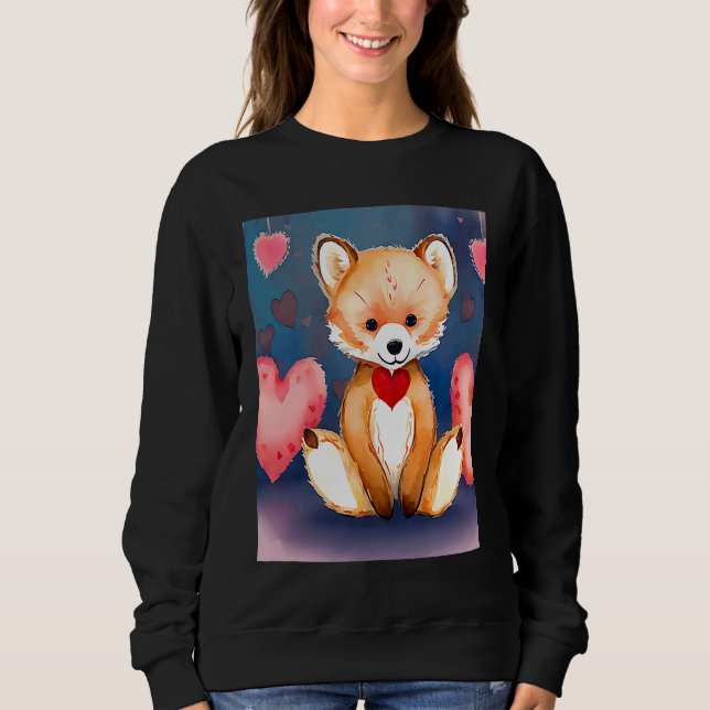 Valentine's Day Love Heart Fox Teddy Girlfriend Fi T Shirt (Framsida)